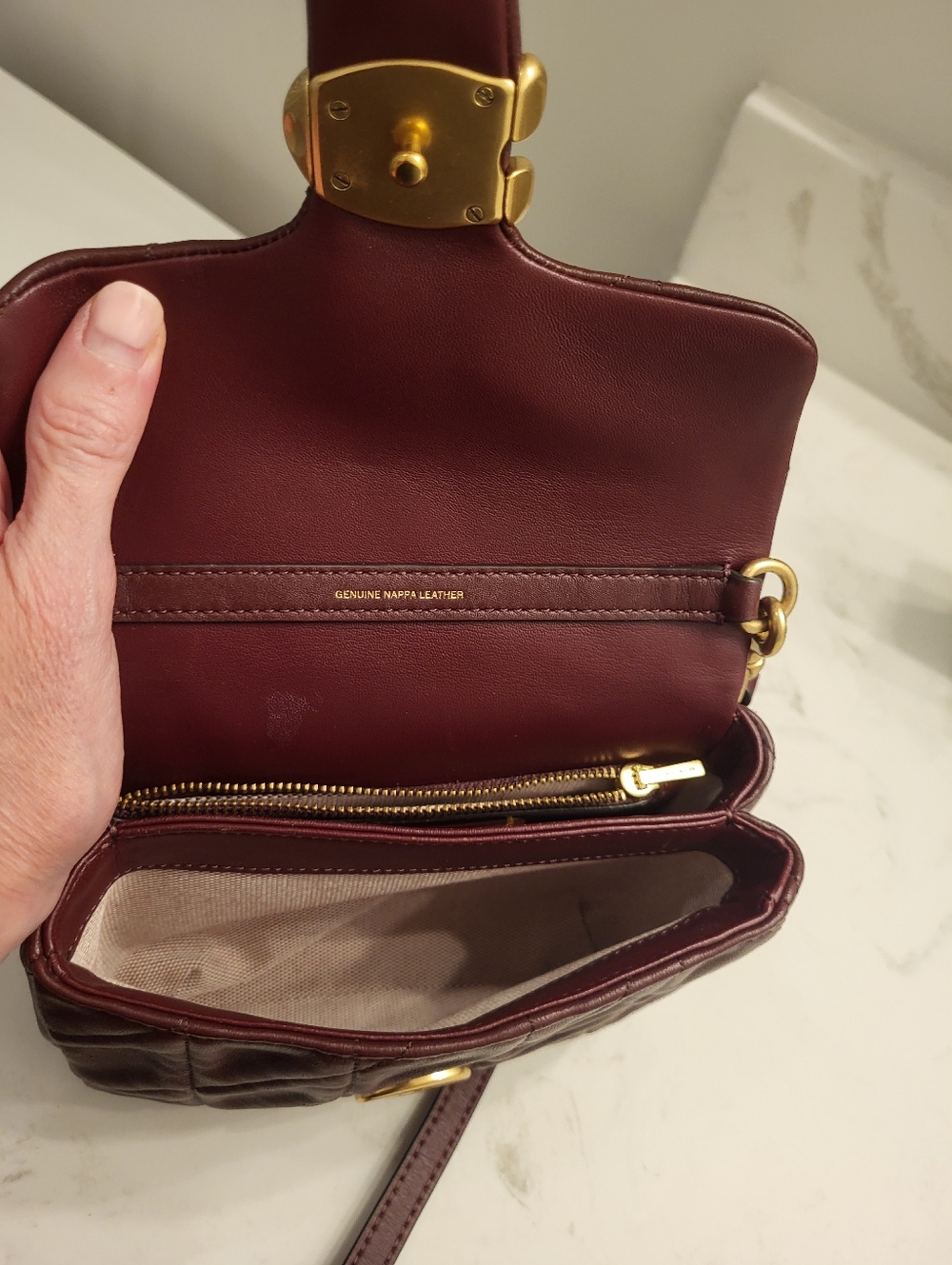 Coach Times Square Tabby 17 Quilted Shoulder Bag in Burgundy with Gold Hardware - Picture 11 of 13